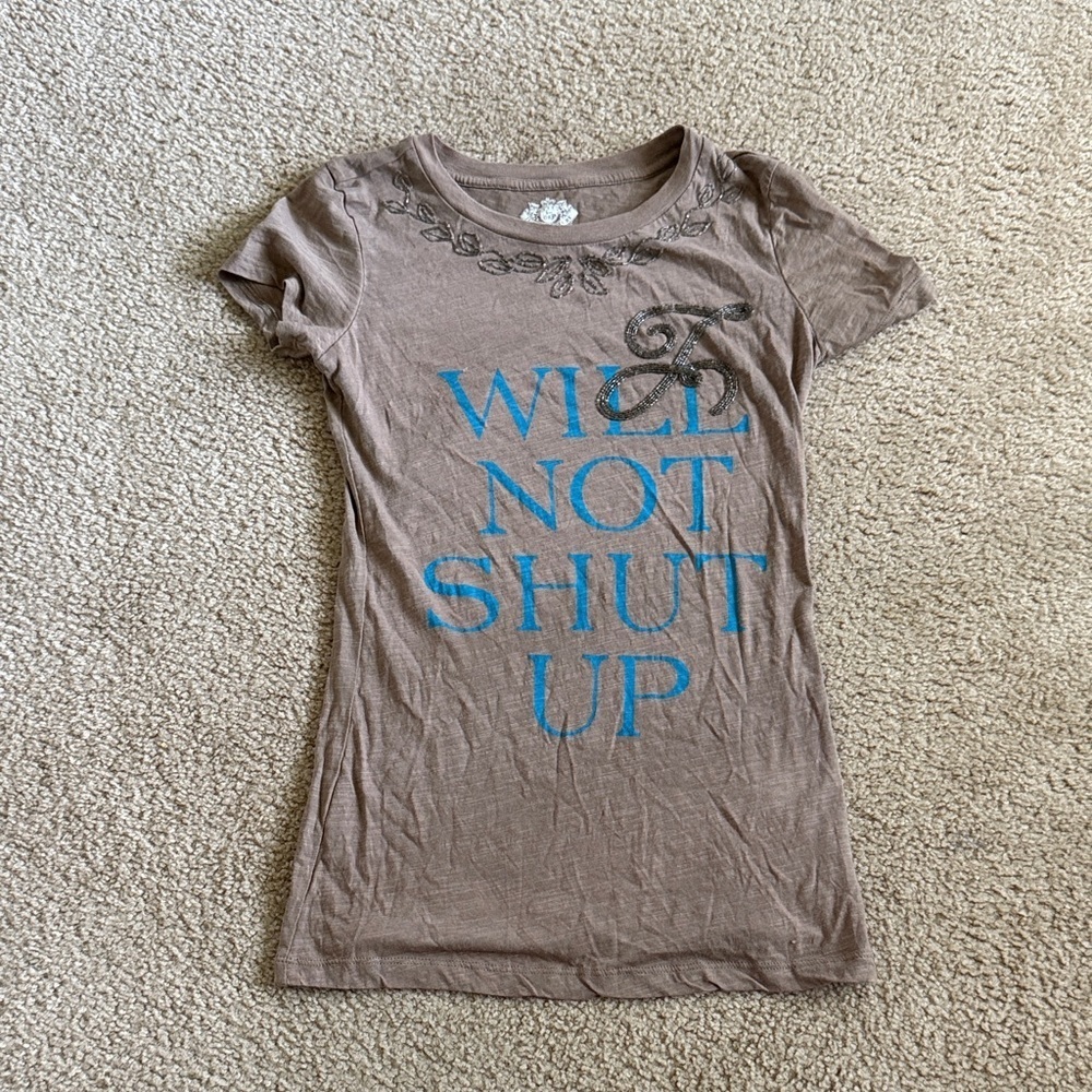 Juicy Couture Y2K Graphic Tee ‘Will Not Shut Up’ Vintage size small